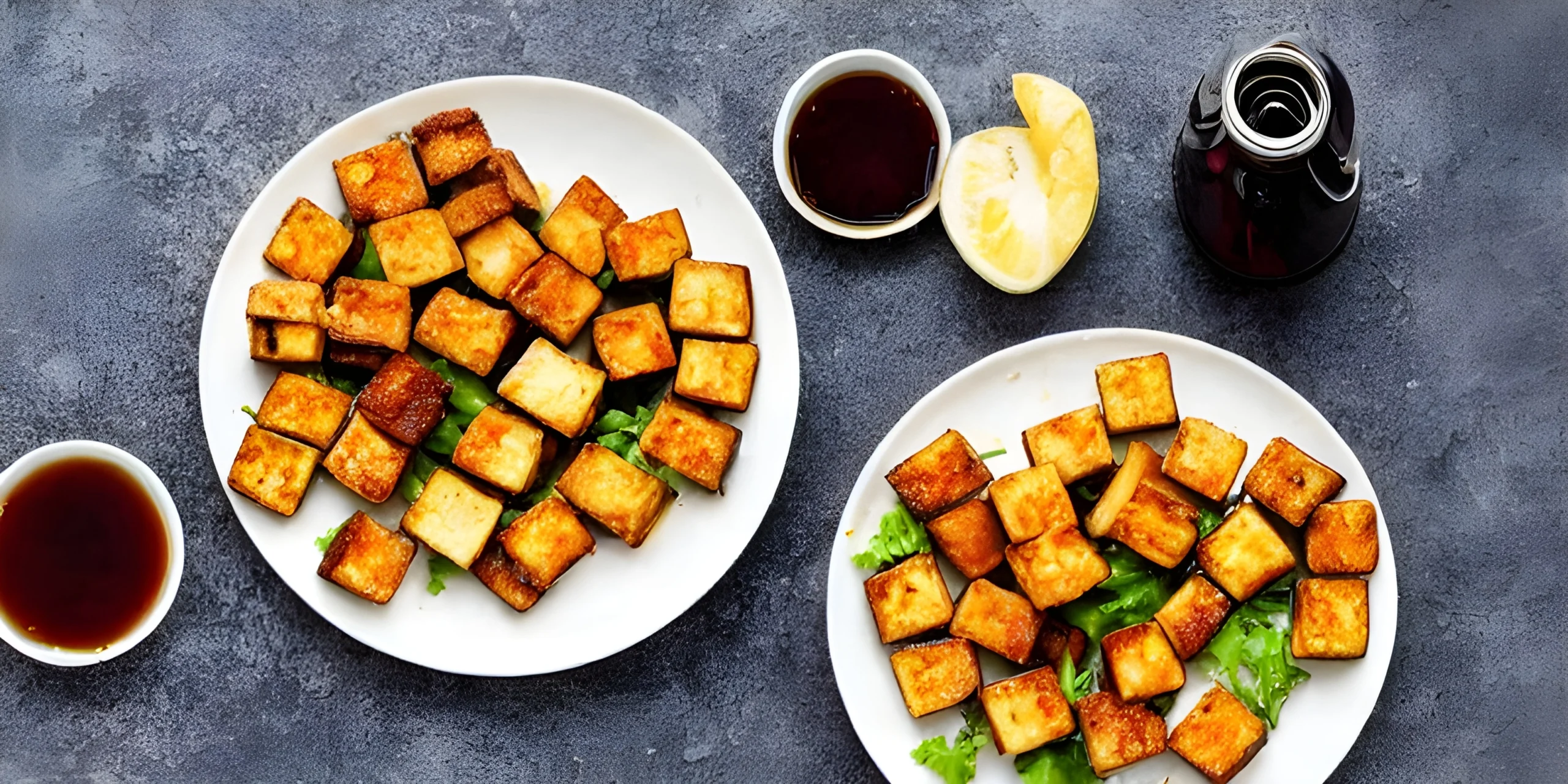 Knuspriger Tofu mit Sojasauce und Ingwer im Airfryer