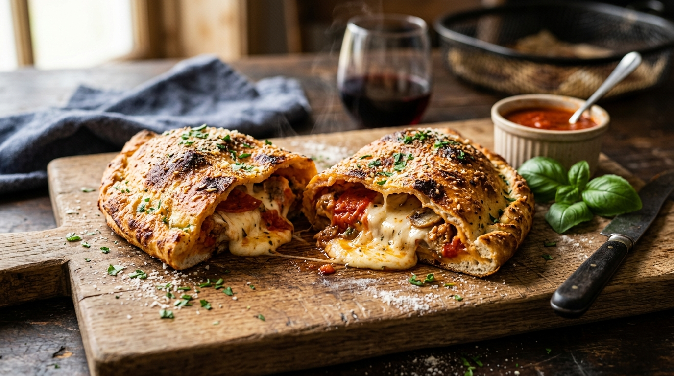 Knusprige Calzone im Airfryer - Gefüllte Pizza-Sensation