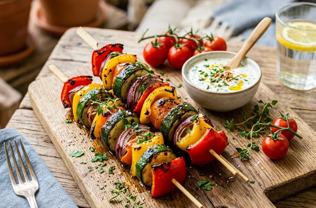 Bunte Gemüsespieße im Airfryer - Frisch & Mediterran